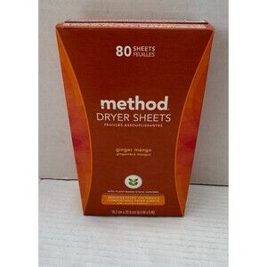 Method Dryer Sheets Ginger Mango Scent 80 Count Plant-Based Static Control